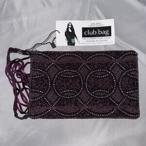 Bamboo Trading Company Club Bag Purple Beaded NWT - Boho Festival Eclectic